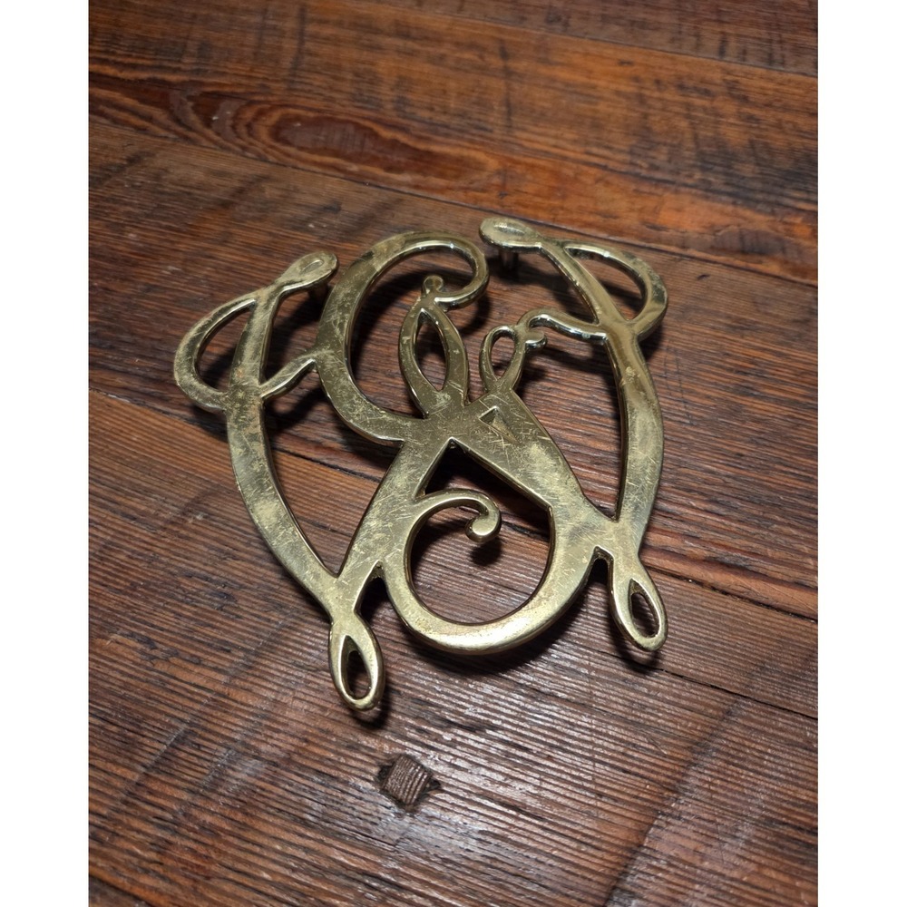 Vintage 1976 Virginia Metalcraft Brass Trivet‎ - Geo. Washington Cypher